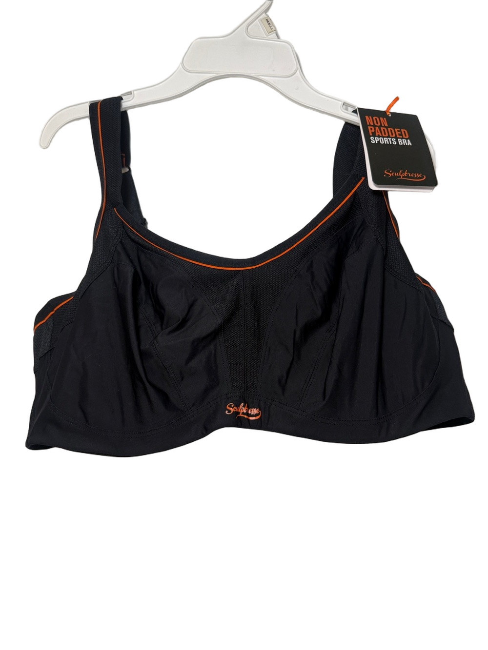 NWT Sculptresse by Panache Sports Bra 40F | Black & Orange | Non-Padded
